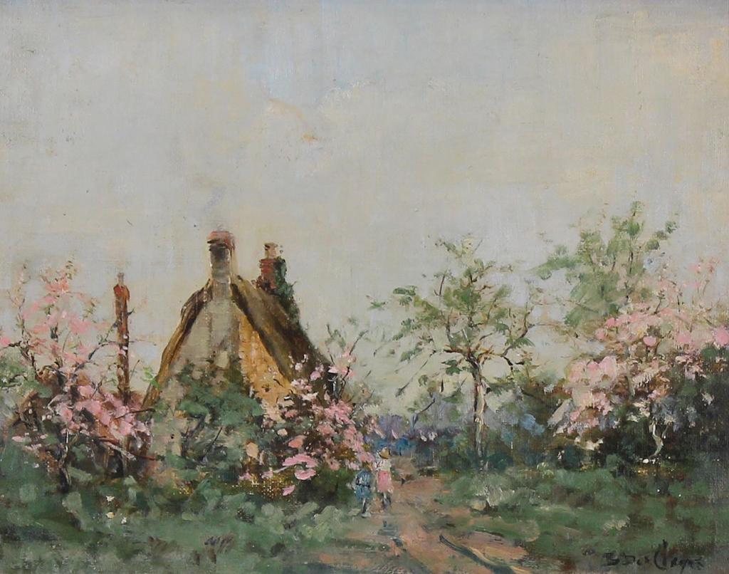 Berthe Des Clayes (1877-1968) - Two Figures On A Country Path By A Cottage