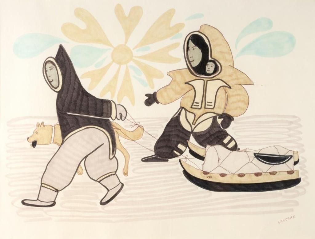 Agnes Nanogak (1925-2001) - Untitled - Family on a Walk