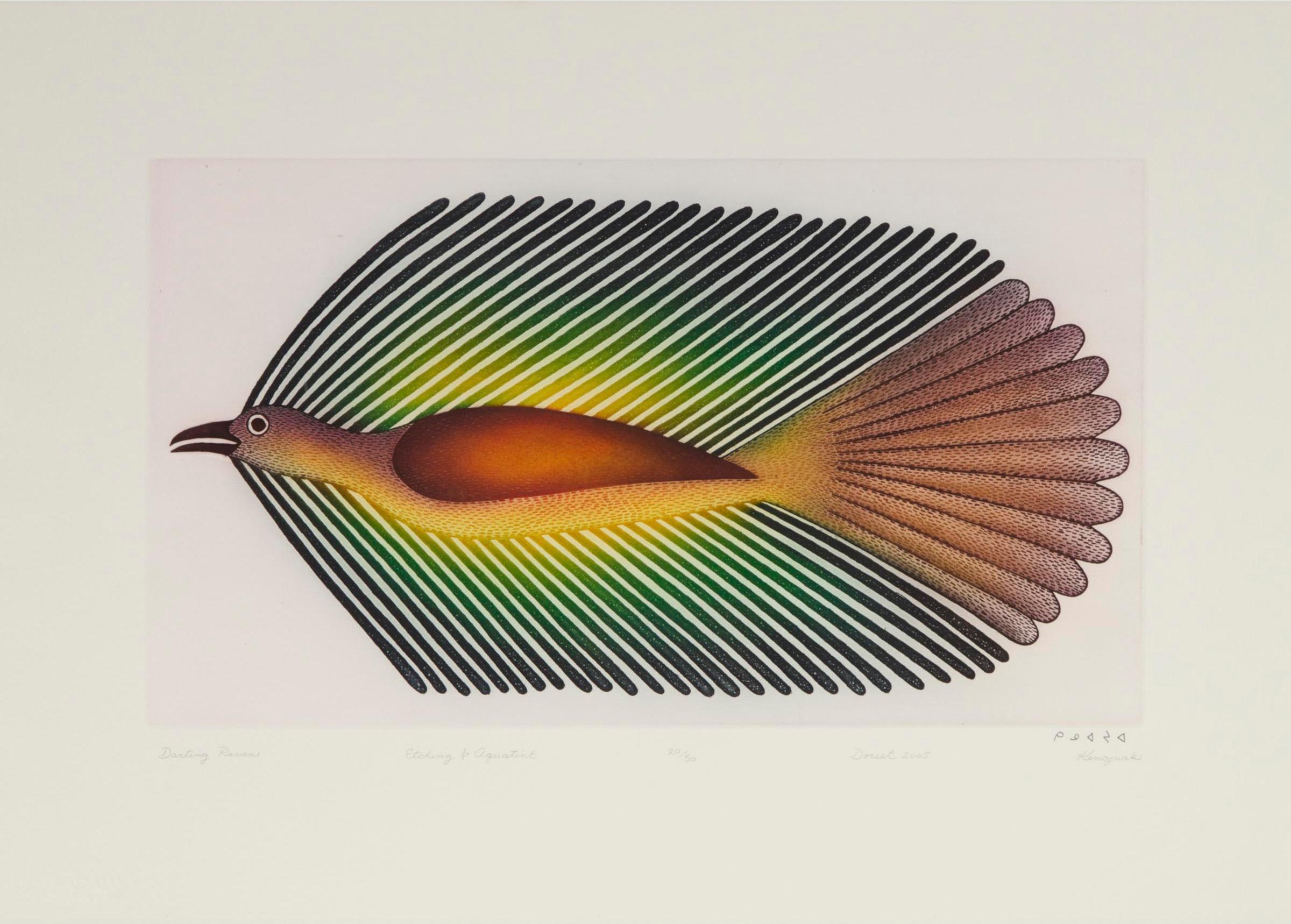 Kenojuak Ashevak (1927-2013) - Darting Raven, 2005