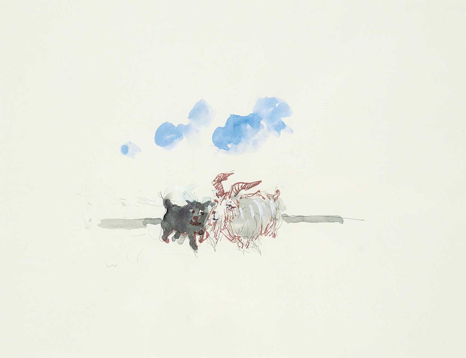 Molly Joan Lamb Bobak (1922-2014) - Untitled - Best Friends Forever [Goat and Dog]