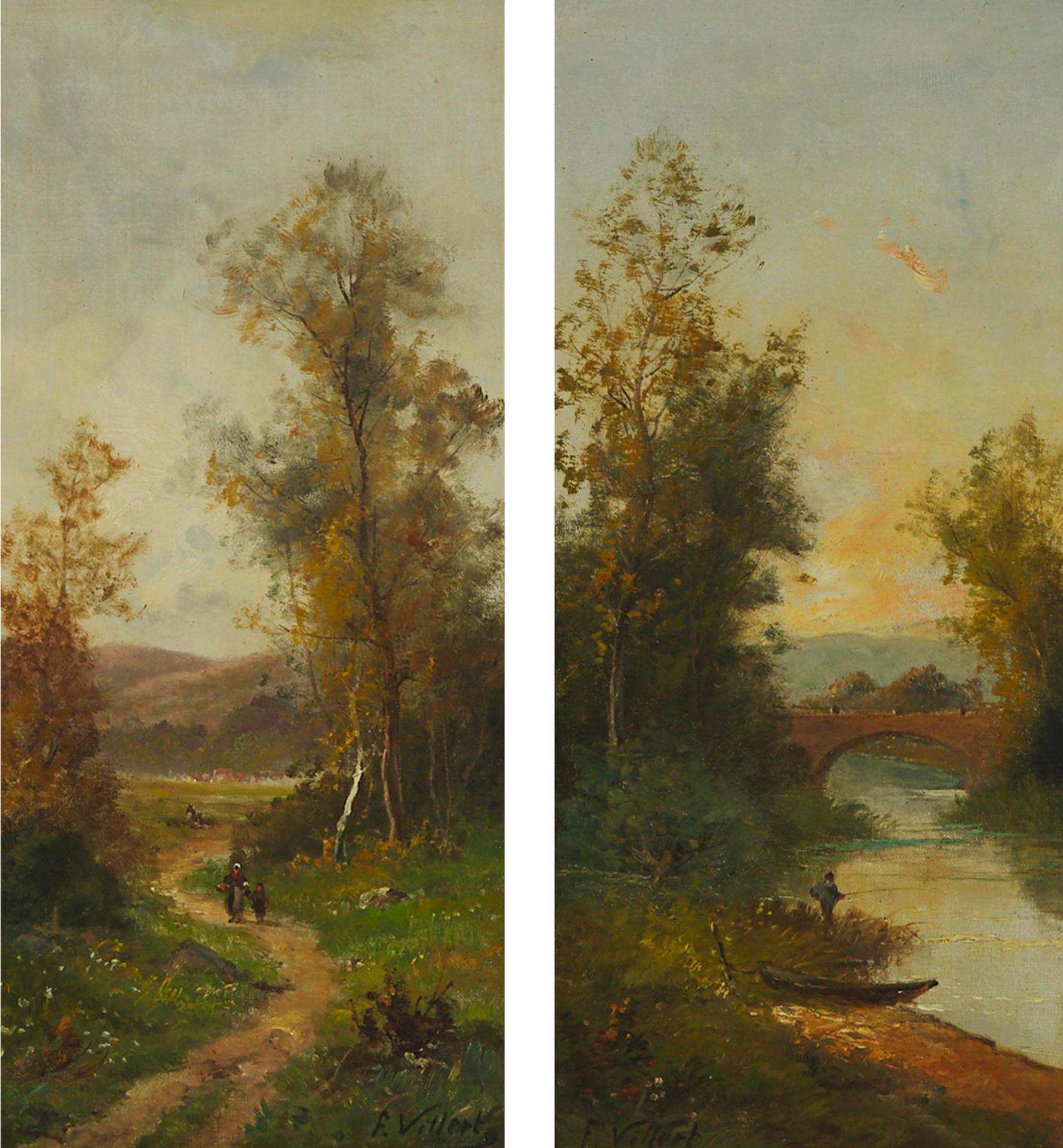 François Étienne Villeret (1800) - Figure On The River By An Aqueduct; Figures Walking Along A Path