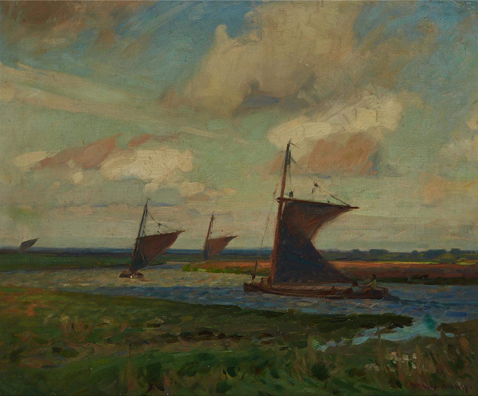 Sir John Arnesby Brown (1866-1955) - Sailboats Going To Sea