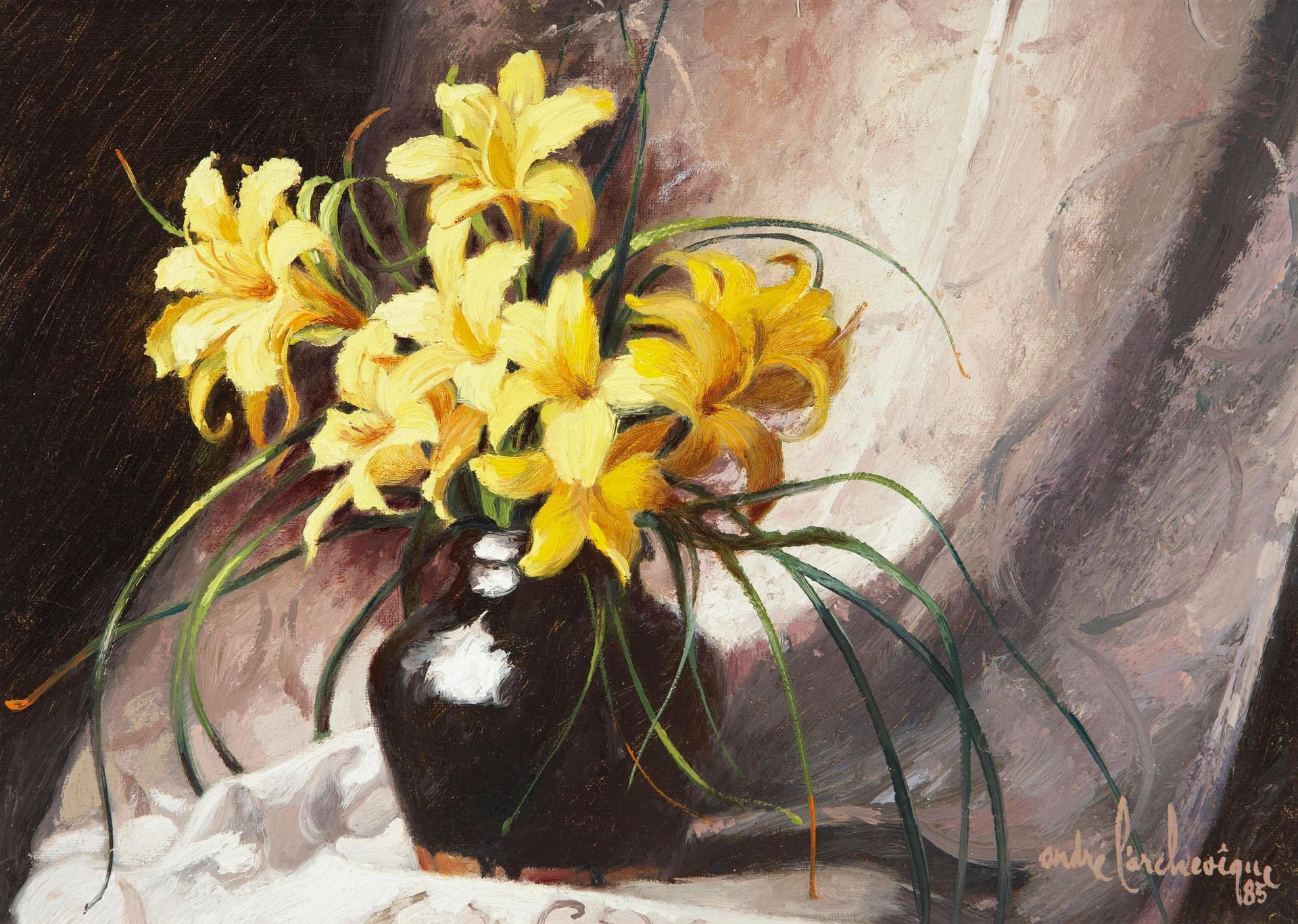 André L'Archevêque (1923-2005) - Fleurs du Printemps; Le Repos; a pair