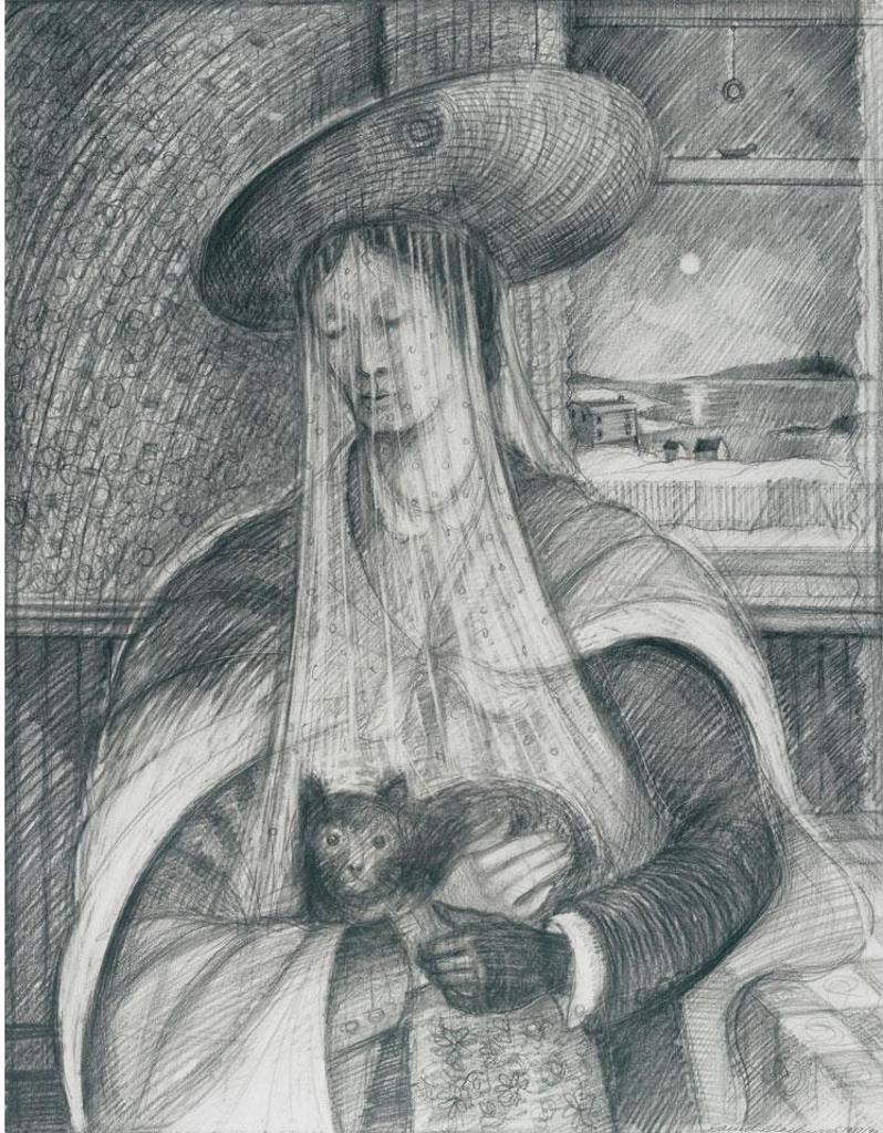 David Lloyd Blackwood (1941-2022) - Lone Mummer With Cat