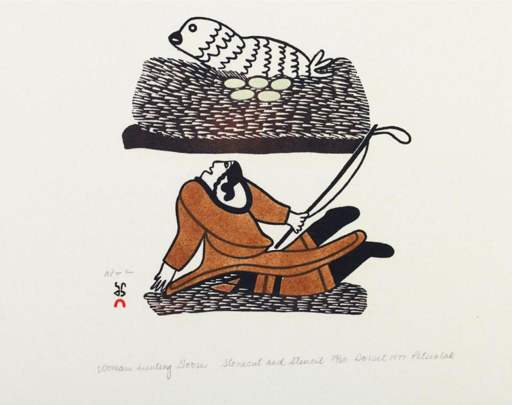 Pitseolak Ashoona (1904-1983) - Woman Hunting Goose