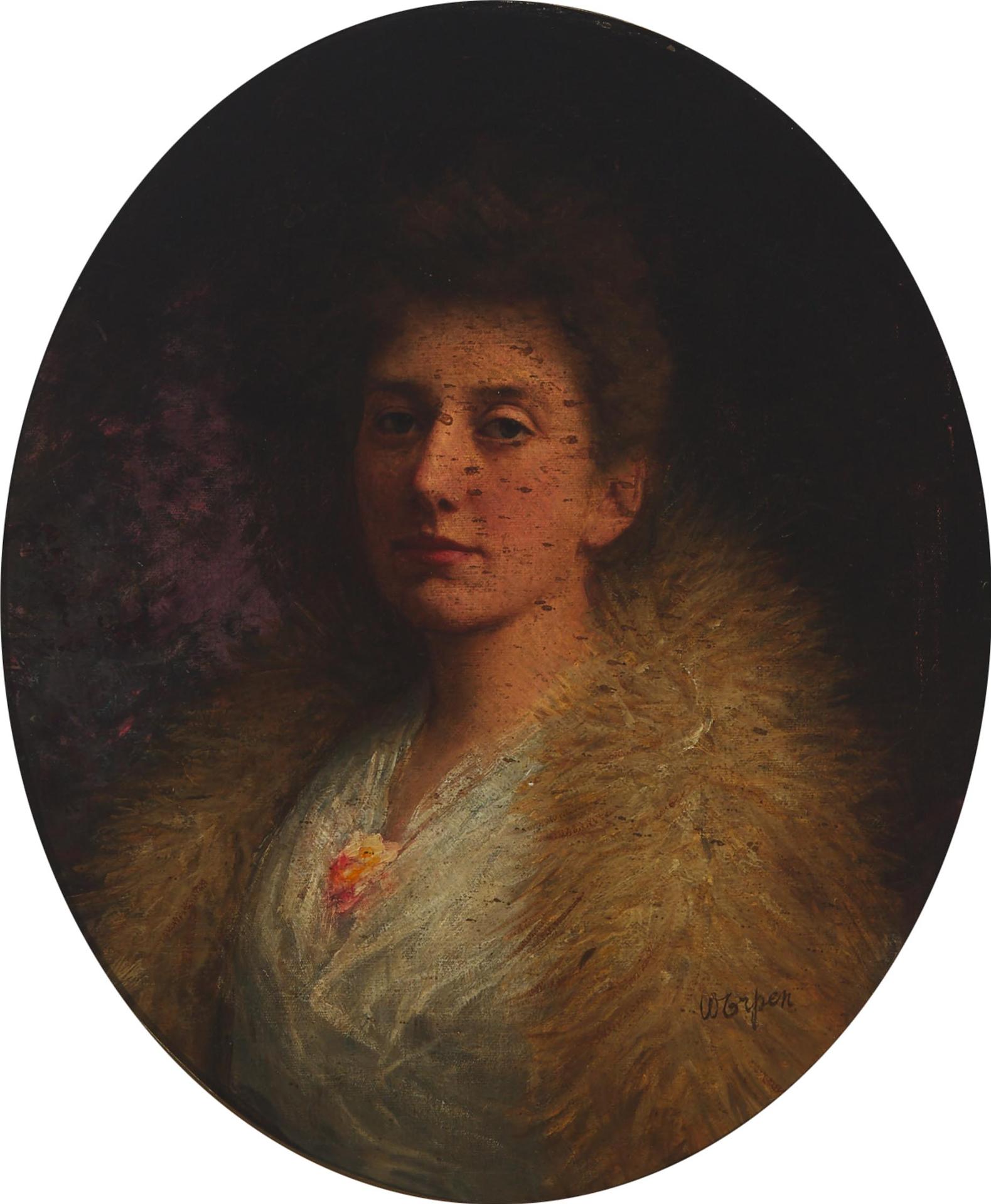Sir William Orpen (1878-1931) - Portrait Of A Lady In A Fur Stole