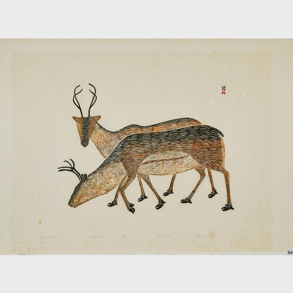 Kananginak Pootoogook (1935-2010) - Young Caribous
