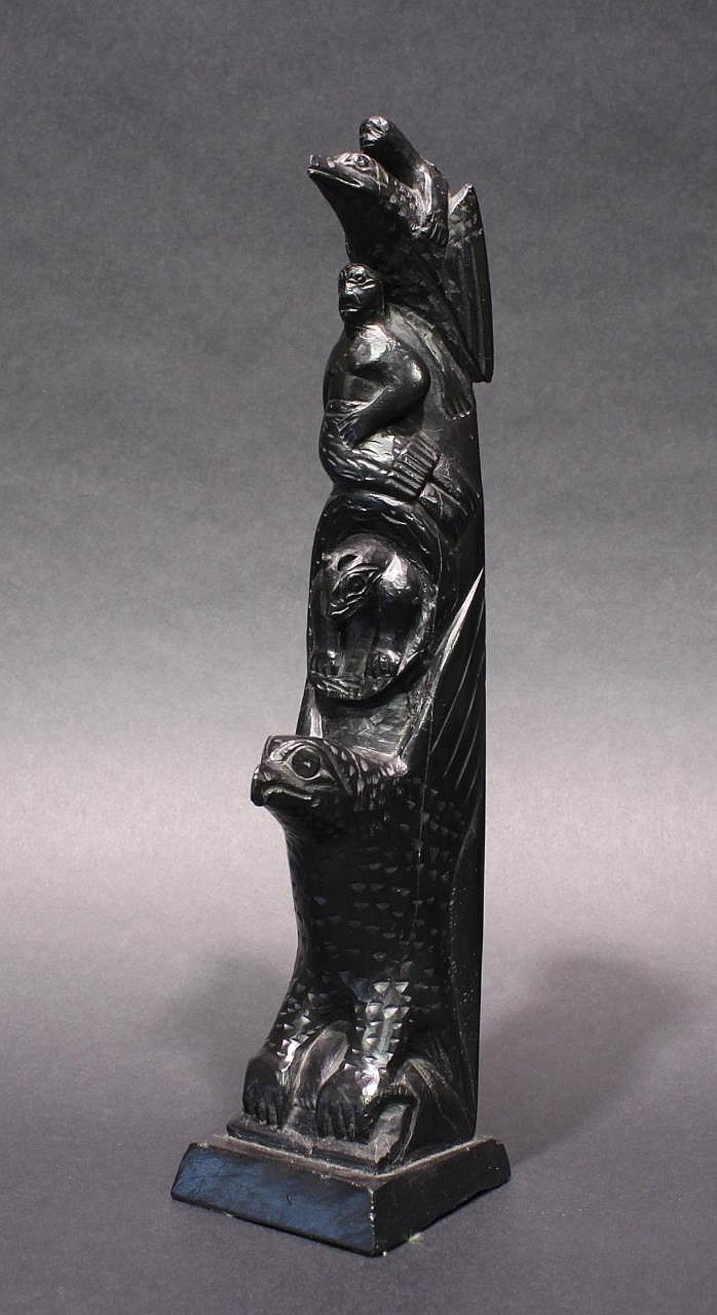Captain Andrew Brown (1879-1962) - a carved argillite pole depicting Frog