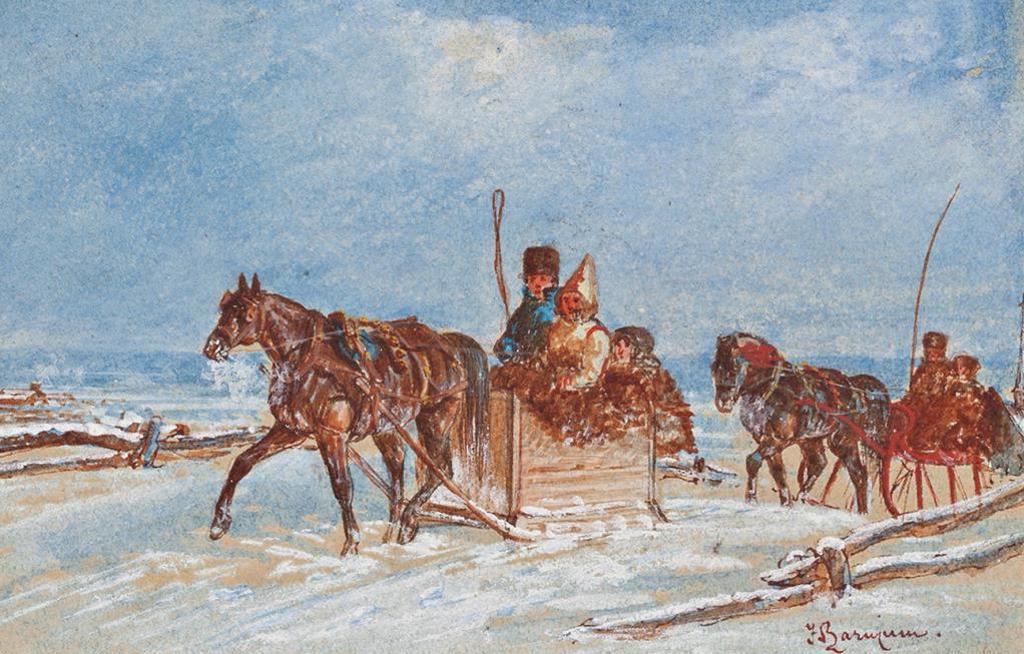 Frederick Samuel Barnjum (1858-1887) - Sleighing in Quebec