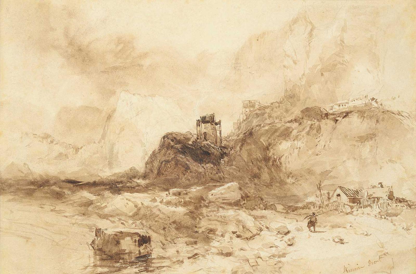 John Skinner Prout - Untitled - Fisherman on the Rocky Coast
