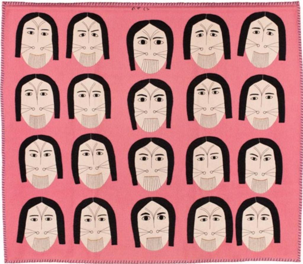 Winnie Tatya (1931) - Tattooed Faces, ca. 1995, Wool duffle, felt and embroidery floss