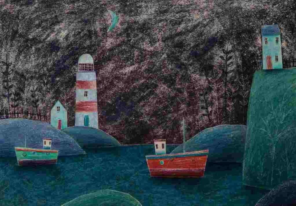 Simon Hart (1969) - The Lighthouse at Moonlight