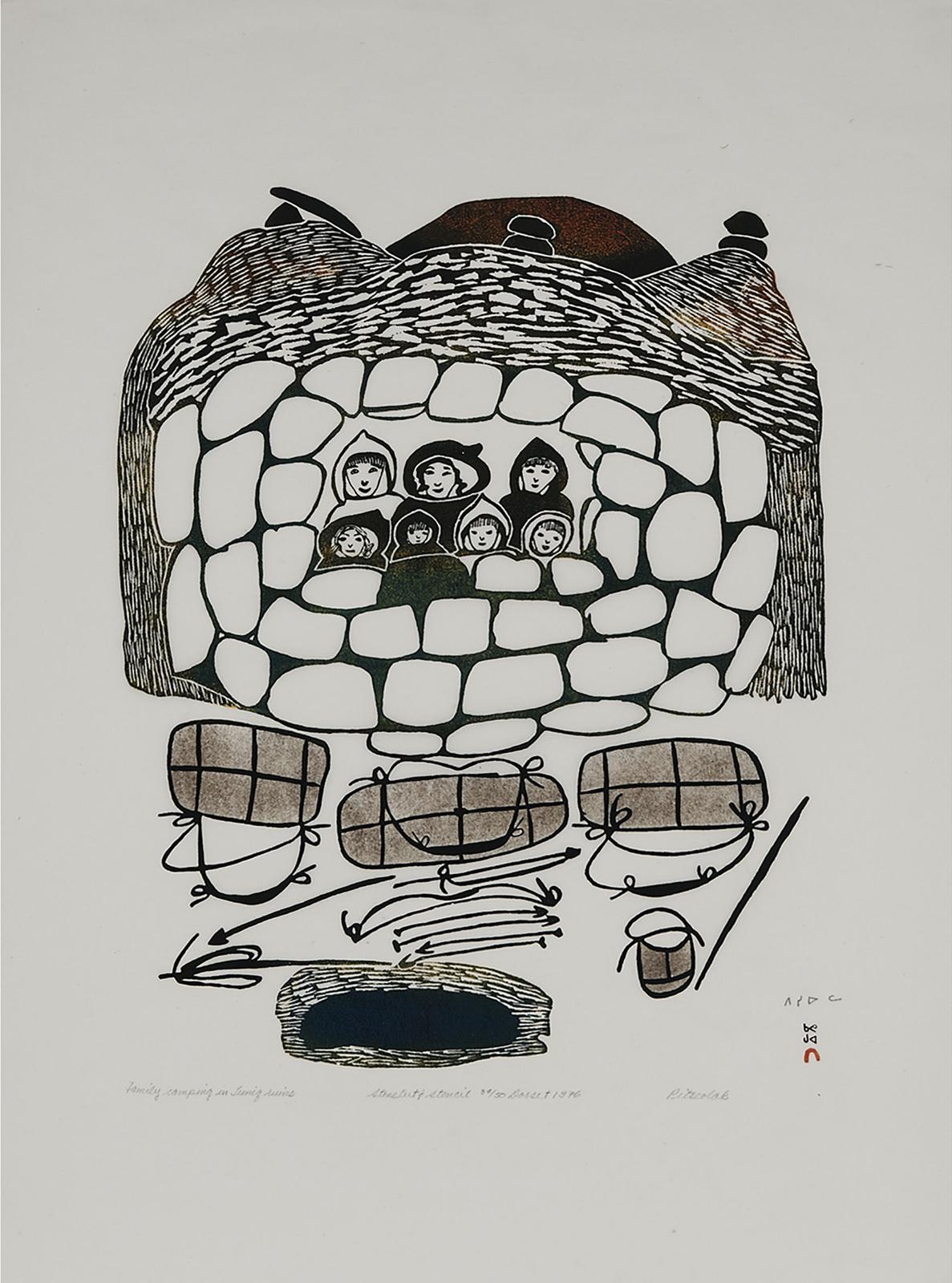 Pitseolak Ashoona (1904-1983) - Family Camping In Tuniq Ruins