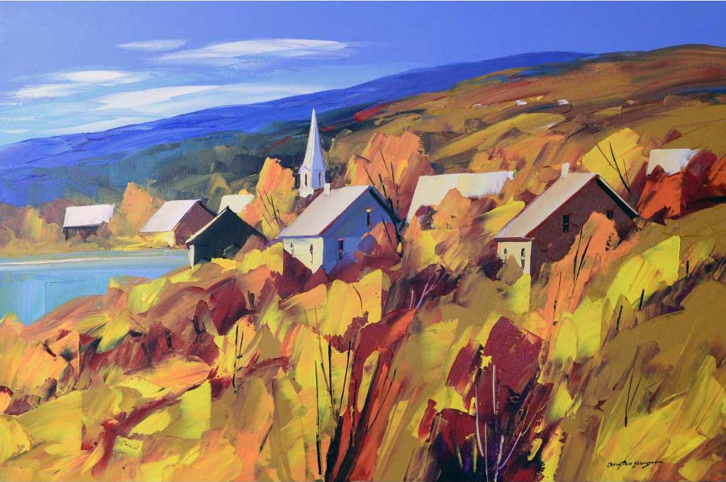 Christian Bergeron (1945) - Village en automne