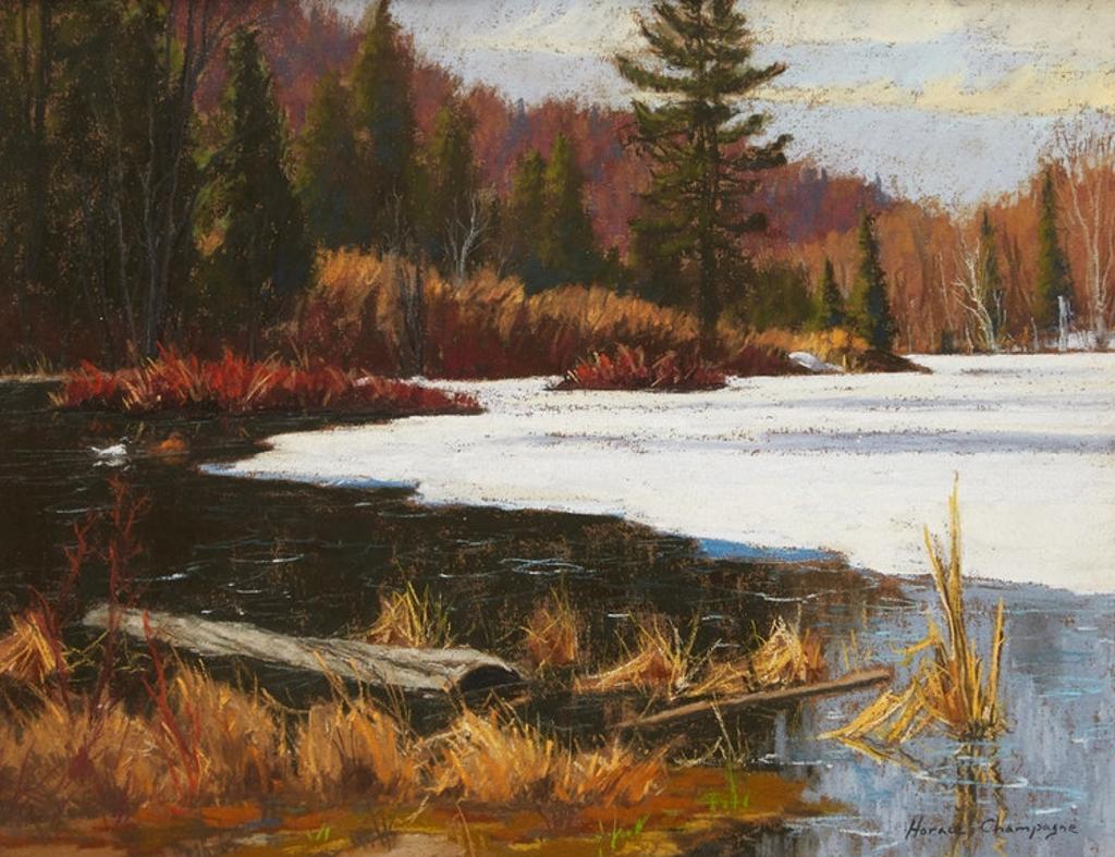 Horace Champagne (1937) - Ramsay Lake in April, Gatineau Park, P.Q.