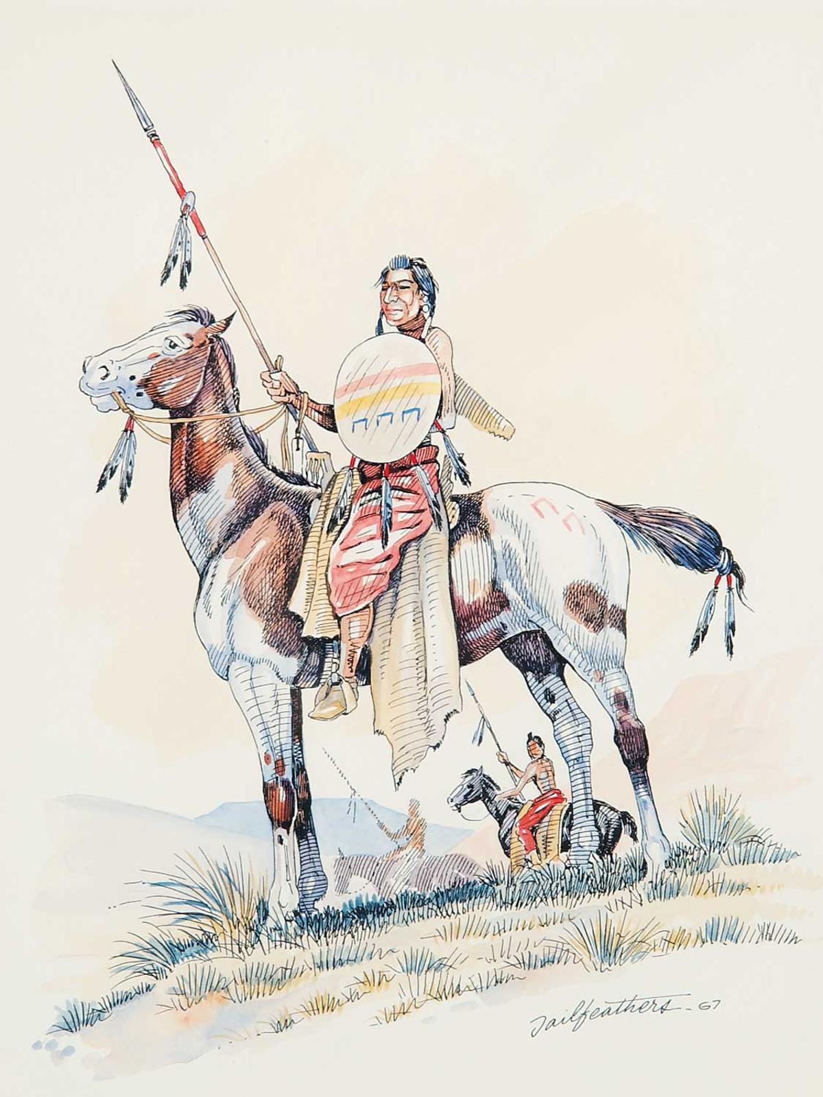 Gerald T. Tailfeathers (1925-1975) - Untitled - Indian Brave '67'