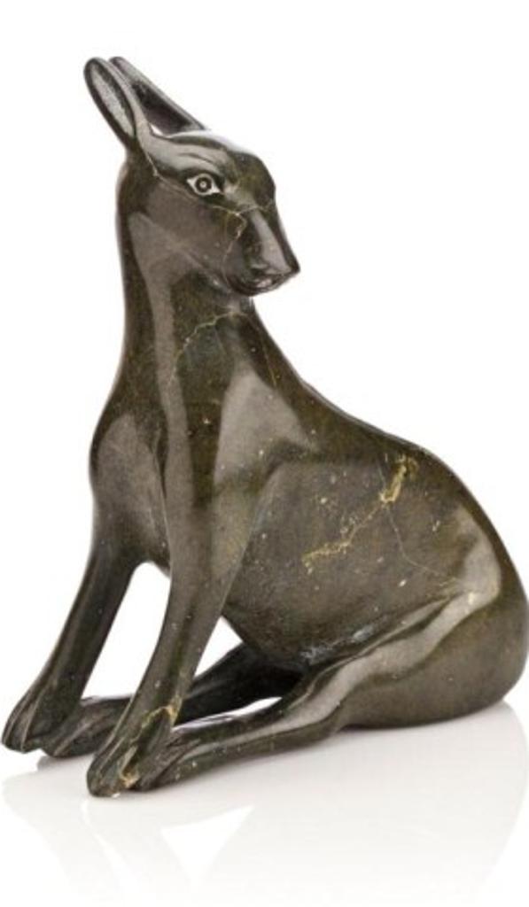 Sheokjuk Oqutaq (1920-1982) - /Kimmirut, Arctic Hare, ca. mid-late 1970s, Dark green stone