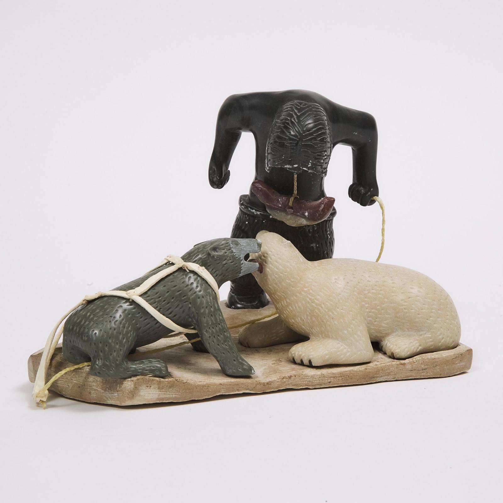 Jimmy Iqaluq (1947) - Man, Bear And Dog