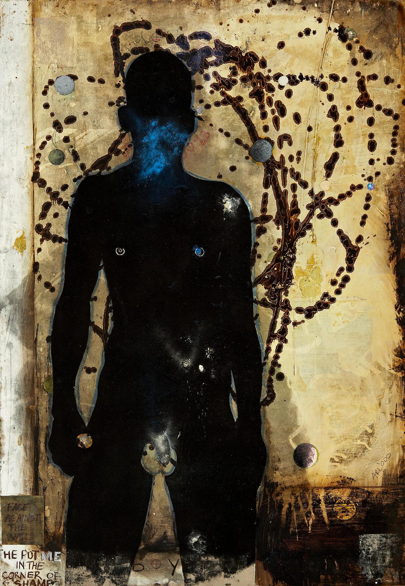 Attila Richard Lukacs (1962) - FACE AGAINST THE WALL HE PUT ME IN THE CORNER OF SHAME (double sided)