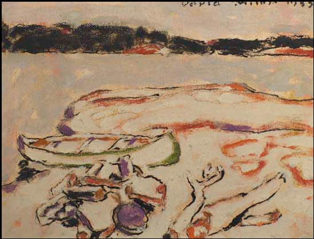 David Browne Milne (1882-1953) - Canoe, Fireplace and Fuel, Six Mile Lake, Muskoka, Ontario