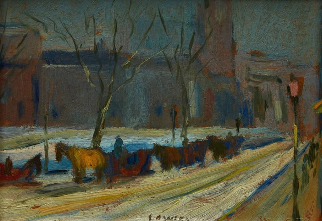 John Douglas Lawley (1906-1971) - Cab Stand in Winter