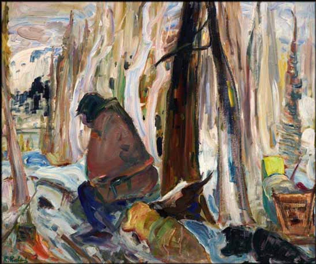 René Jean Richard (1895-1982) - Trappeur près du feu