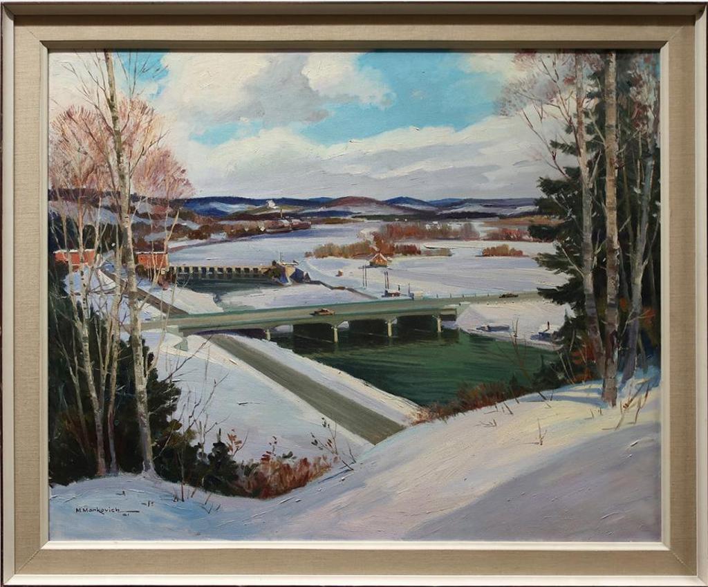 Moma Markovich (1902-1977) - Untitled (Dam And Bridge Over River)